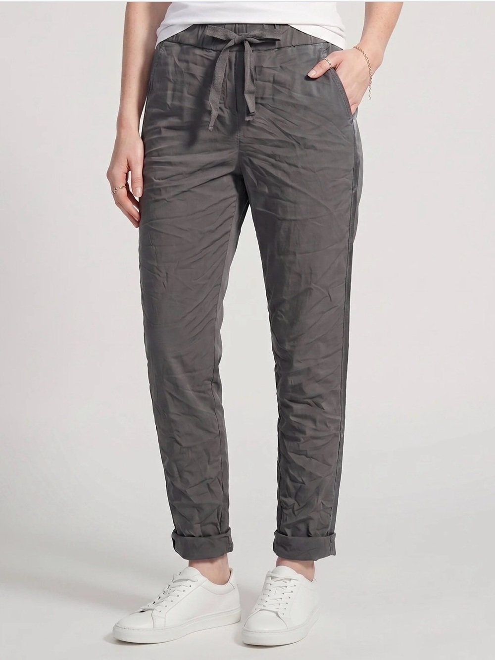 Tina Stephens Italy Magic Pants Taupe Metallic Stripe OS
